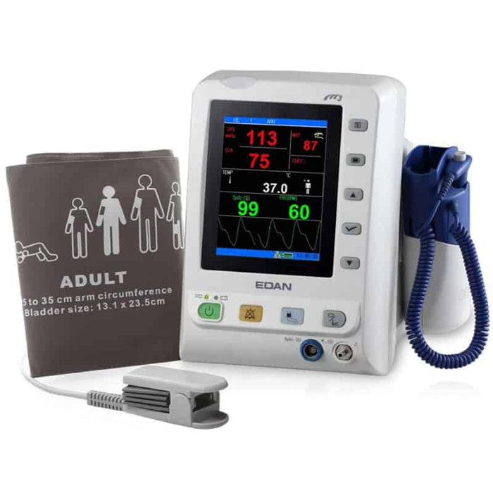 A digital blood pressure monitor with a strap.