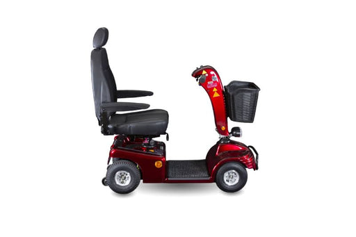 a black and red mobility scooter